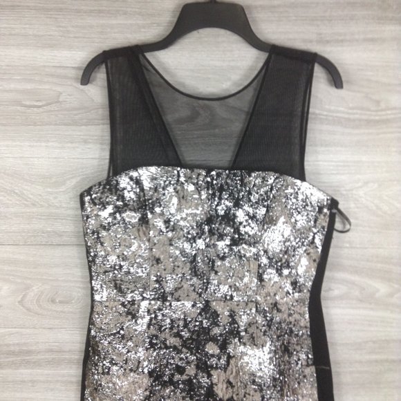 VERA WANG Metallic Jacquard Sheath Dress - Picture 4 of 7